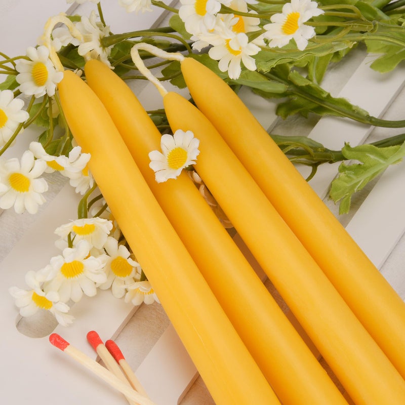 ENCANLIGHT Beeswax Taper Candles  10"" 12Pack Pure Bees Wax Candle Tapered Candles Bulk - Dripless and Smokeless - Long Burning Time for Home Decor  Party - Image 3